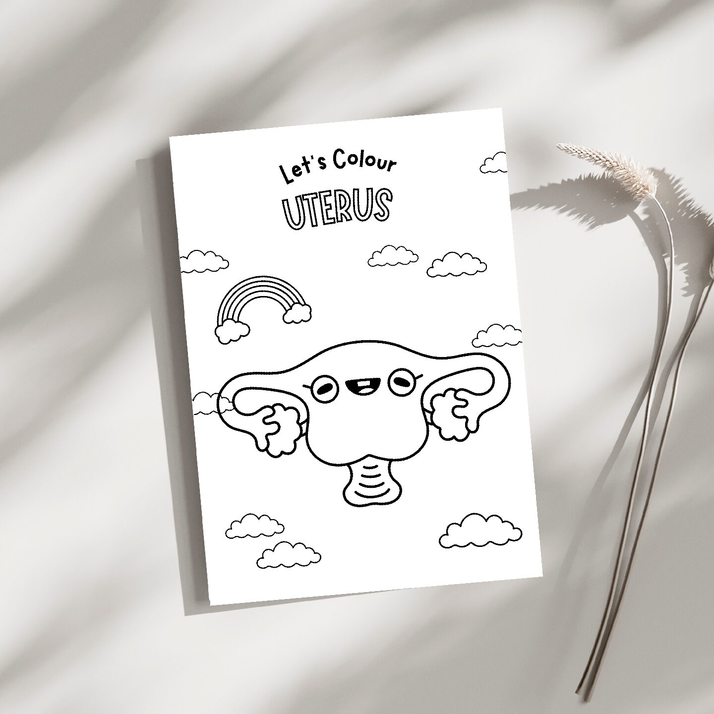 Cute Uterus Coloring Sheet - Single